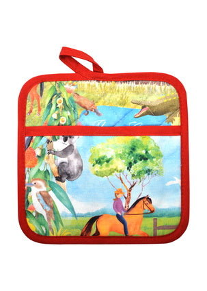 Thomas Cook Farm Friends Farmyard Oven mitt and Pot Holder Set