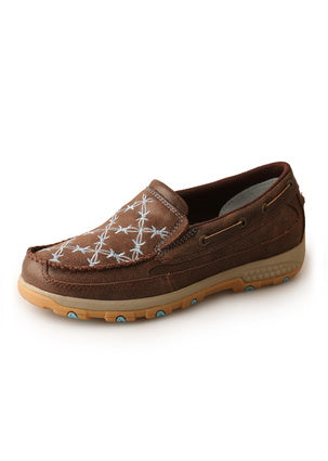 Twisted X Women’s Barbed Cellstretch Slip On - Brown/Pale Blue - TCWXC0012