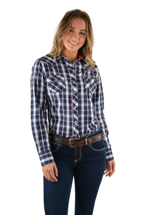Wrangler Ladies Jaclyn Check Western L/S Shirt- X2W2127779