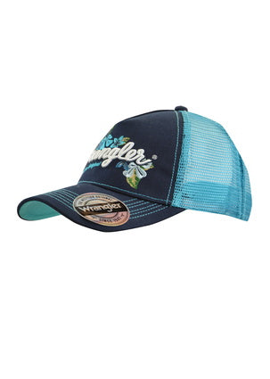 Wrangler Girls Cleo Trucker Cap- Navy/ Aqua