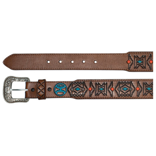 Hooey Tapered Turq and Orange Aztec Mens Belt