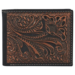 TONY LAMA BIFOLD WALLET DK BROWN LEATHER W/CONTRAST TOOLING 22099138W3