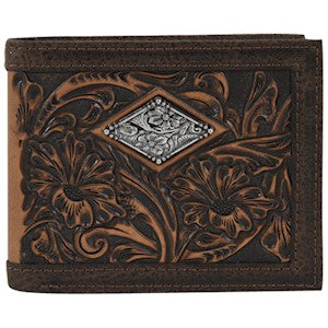 JUSTIN SLIM BIFOLD WALLET CLASSIC TOOLING W/CONCHO - JF05BR