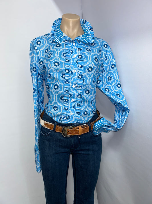 Netties Ladies Raelynn Fitted L/S Frill Shirt