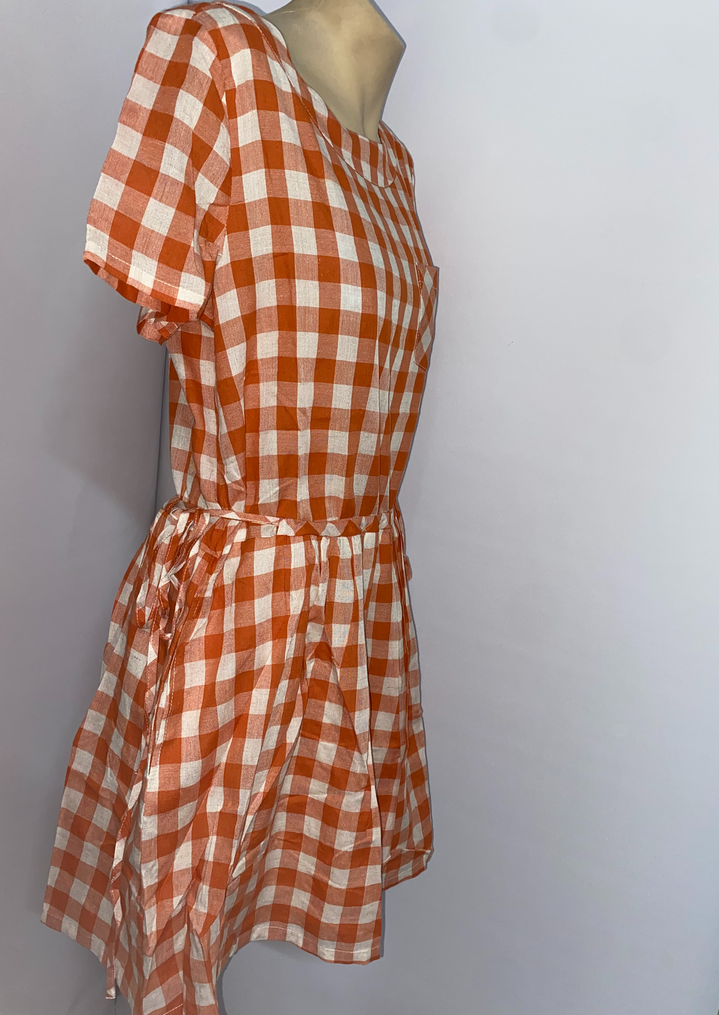 Doe and Rae Ladies Orange Check Dress - On Sale