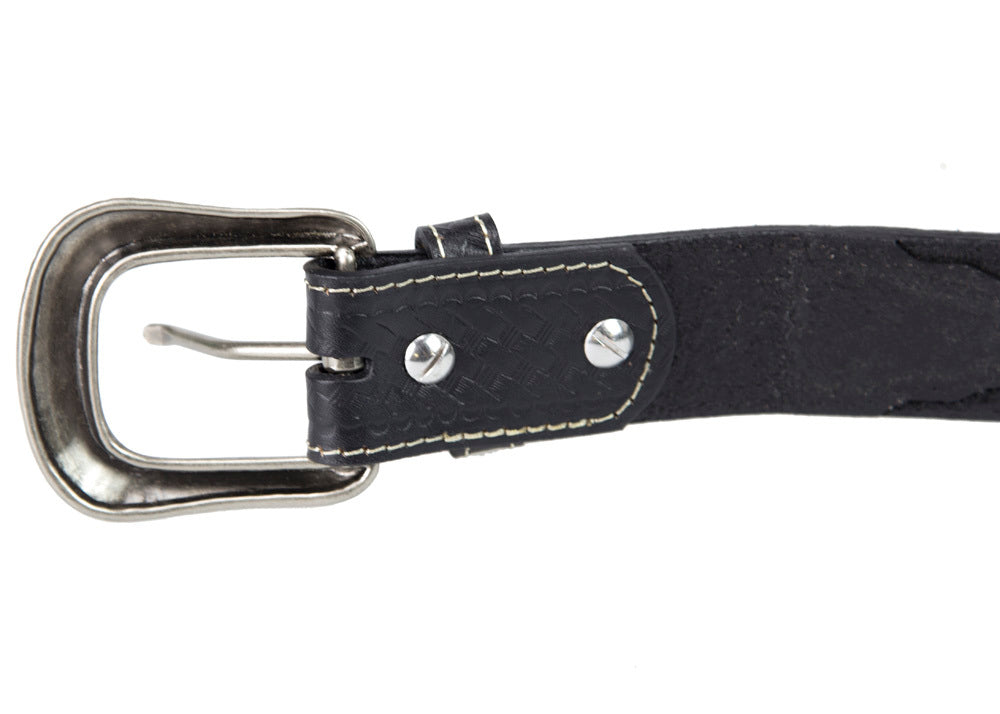 Brigalow Black Leather Belt with Cowhide Inserts