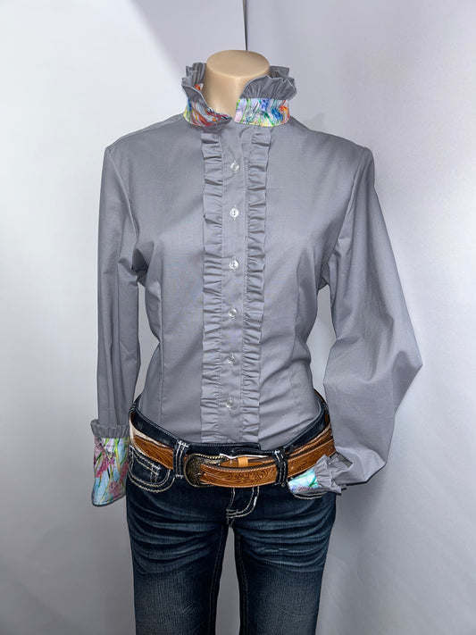 Netties Ladies Harper Fitted L/S Frill Shirt