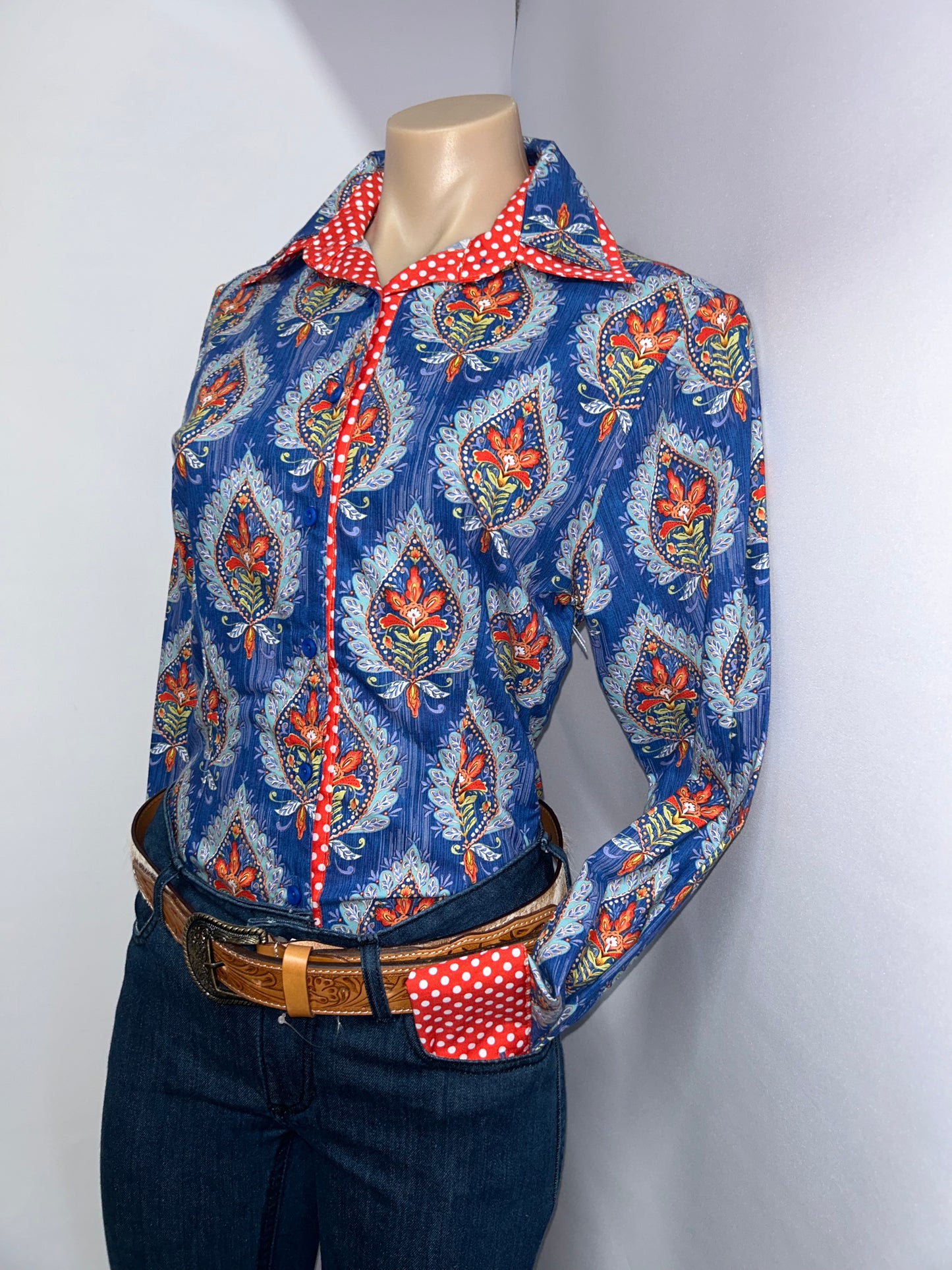 Nettie's Kayleigh Print fitted L/S Ladies Shirt - On Sale