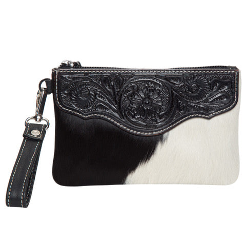 The Design Edge Para Black and White Cowhide Clutch
