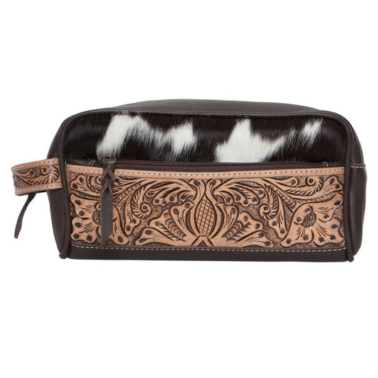 The Design Edge Brown and White Toiletries Bag with Carving Details - AT62 - Coro