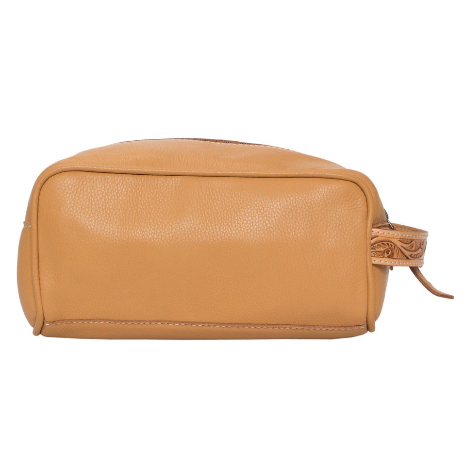 The Design Edge Tan and White Toiletries Bag with Carving Details - AT62 - Coro