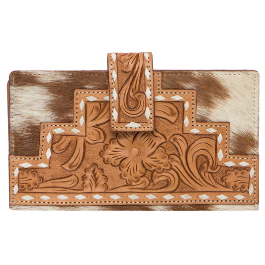 The Design Edge Manta Tooled Wallet- AW24- Tan/ White