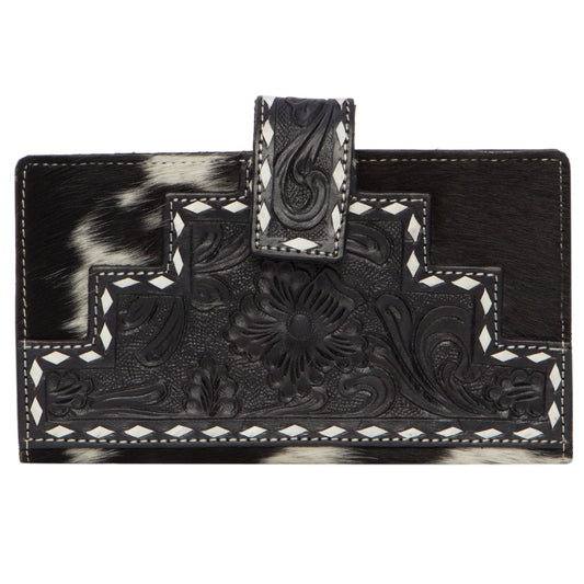 The Design Edge Manta Tooled Wallet- AW24- Black/ White