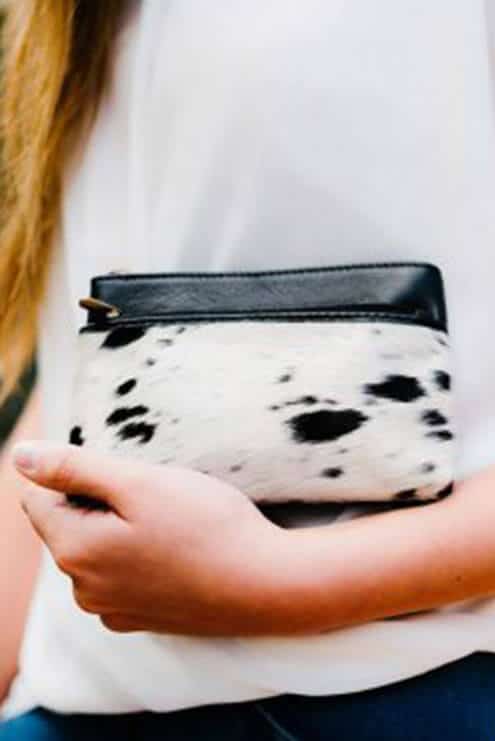 The Design Edge Double Zipper Cowhide Clutch - Black -Alaska