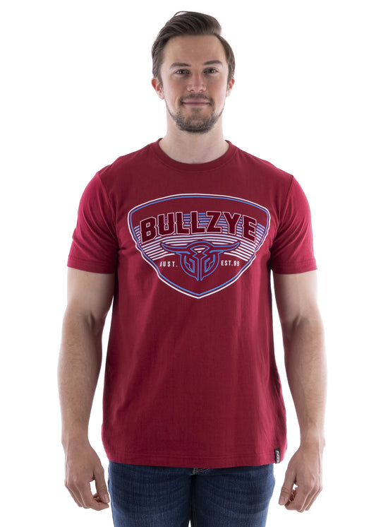 Bullzye Mens Emblem Short Sleeve Tee - Red - B2S1503181