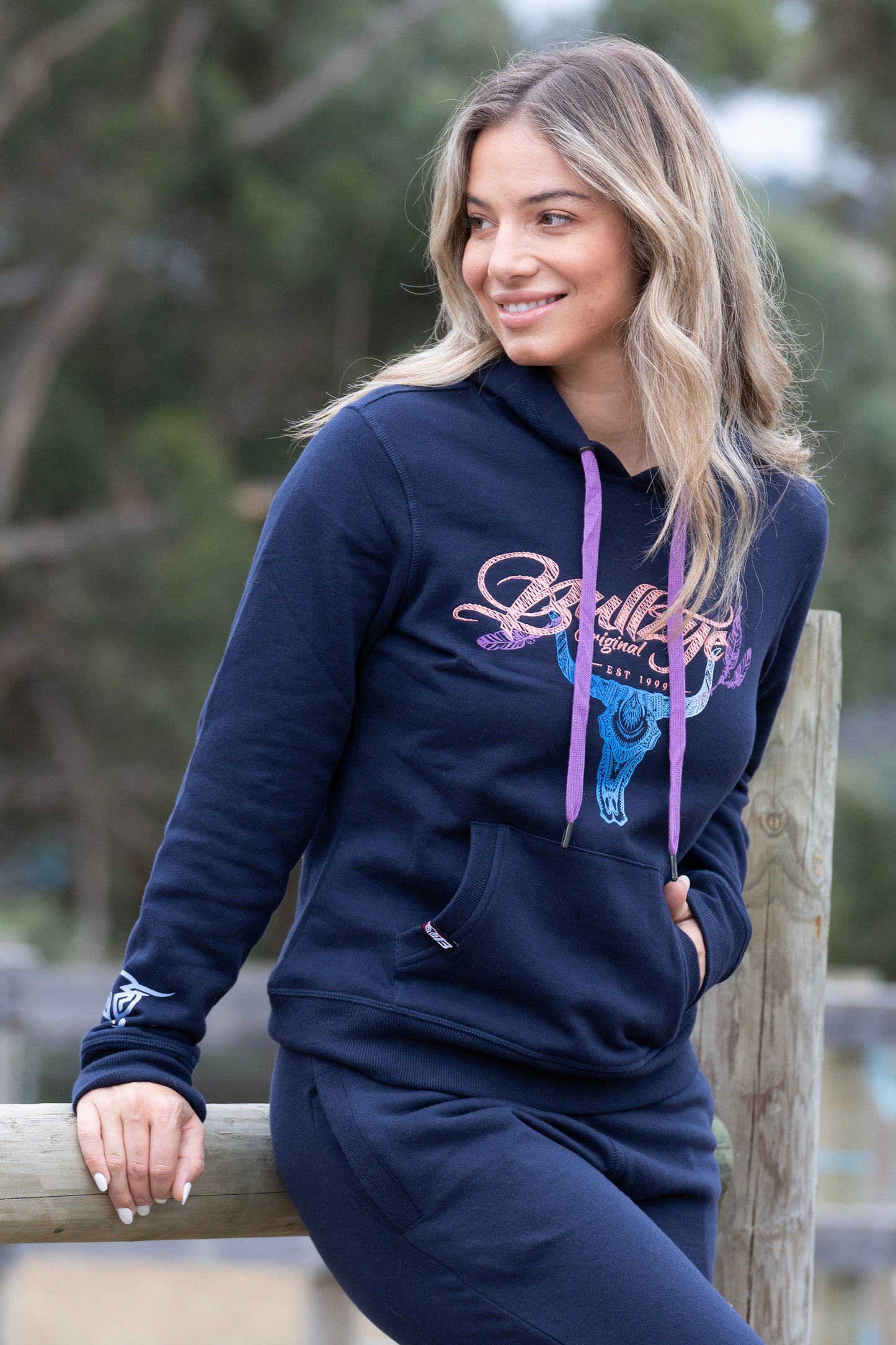 Bullzye Ladies Argyle Pullover Hoodie - Dark Navy  - ON SALE