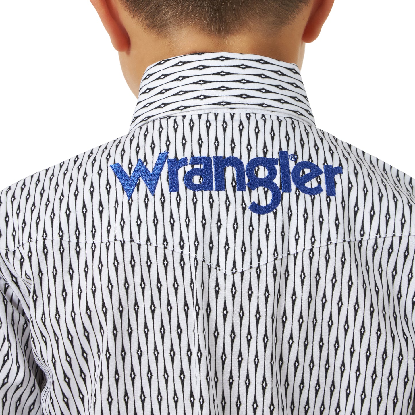 Wrangler Boys Logo 2-Pocket Printed Long Sleeve Shirt - White