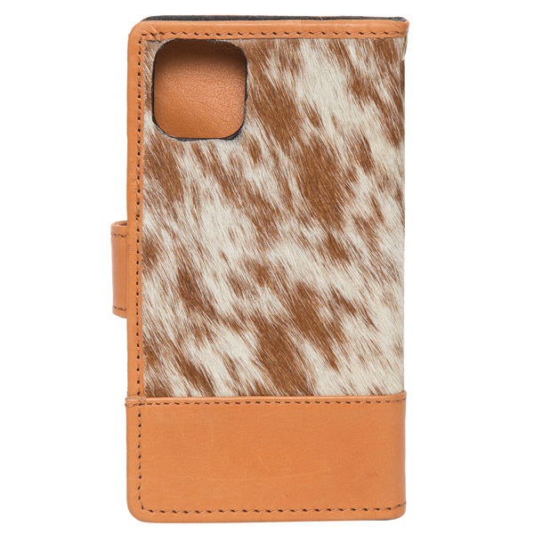 The Design Edge Bunbury – Tan and White Cowhide iPhone 11ProMax / iXMax Wallet