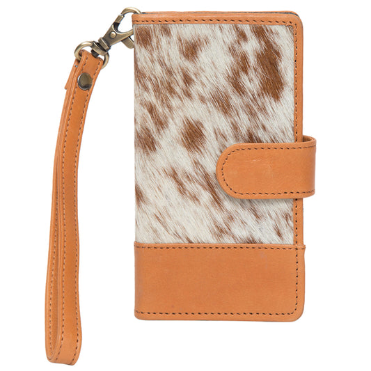 The Design Edge Bunbury – Tan and White Cowhide iPhone 11ProMax / iXMax Wallet