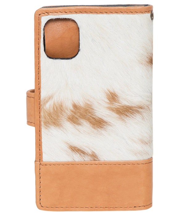 The Design Edge Bunbury – Light Tan and White Cowhide iPhone11 / iPhoneXR Wallet