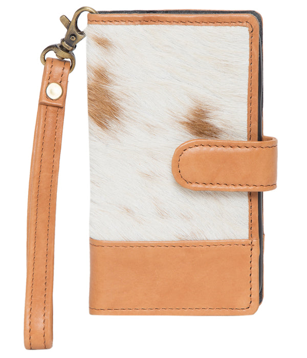 The Design Edge Bunbury – Light Tan and White Cowhide iPhone11 / iPhoneXR Wallet