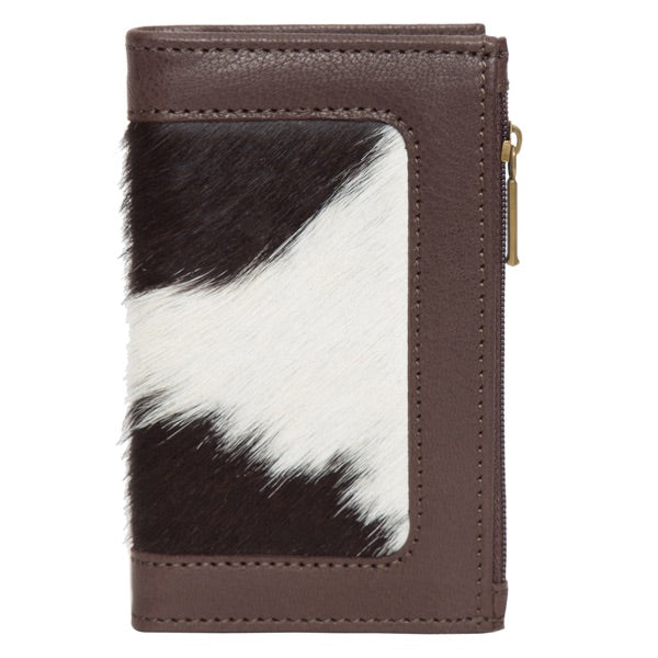 The Design Edge Sophie Brown and White Cowhide Card Wallet