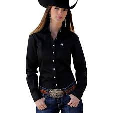 Cinch Womens Long Sleeved Black Shirt - MSW9164027