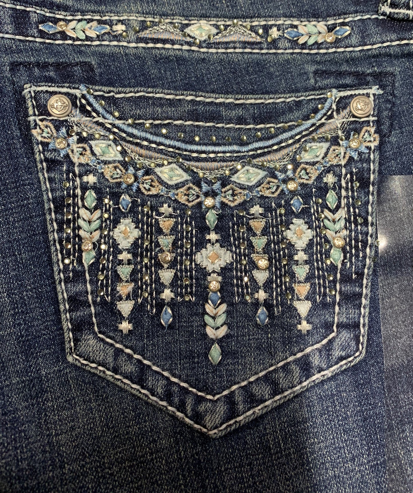 Grace in LA Ladies Aztec Embroidery Junior Boot Jeans - JB81360