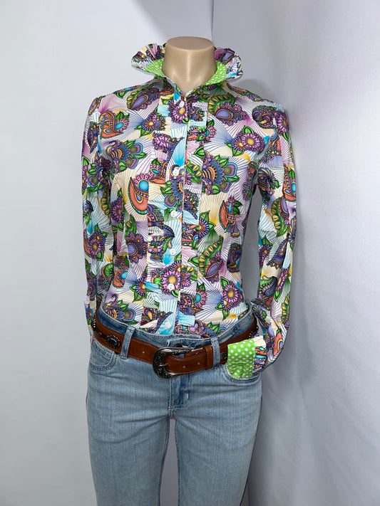 Netties Ladies Daphne Fitted L/S Frill Shirt