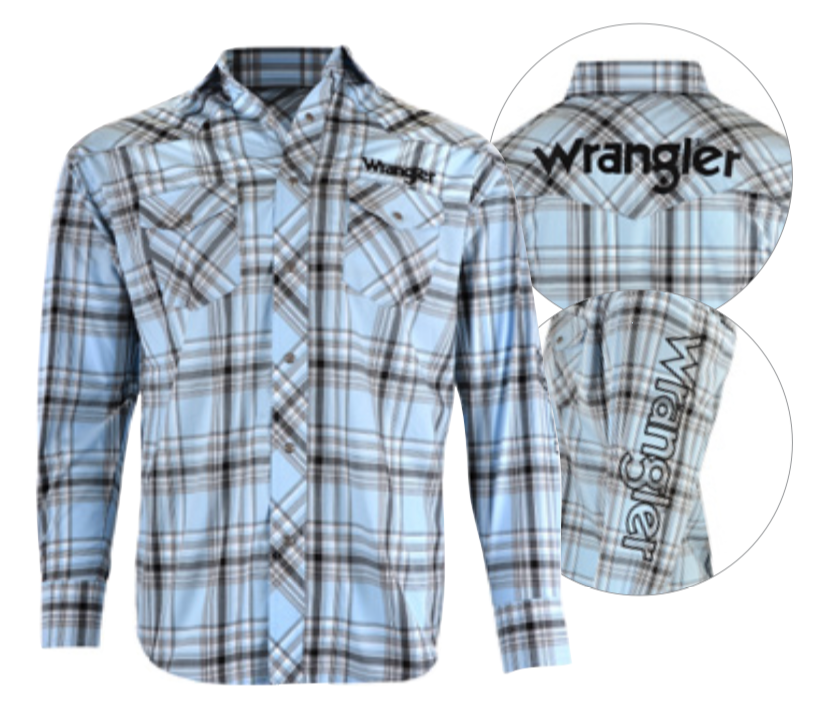 Wrangler Mens Western Logoprint 2 Pkt L/S Shirt
