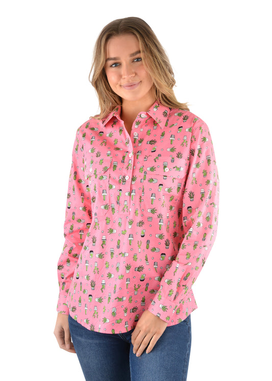 Hard Slog Ladies Half Plkt L/S Shirt - H2W2101049