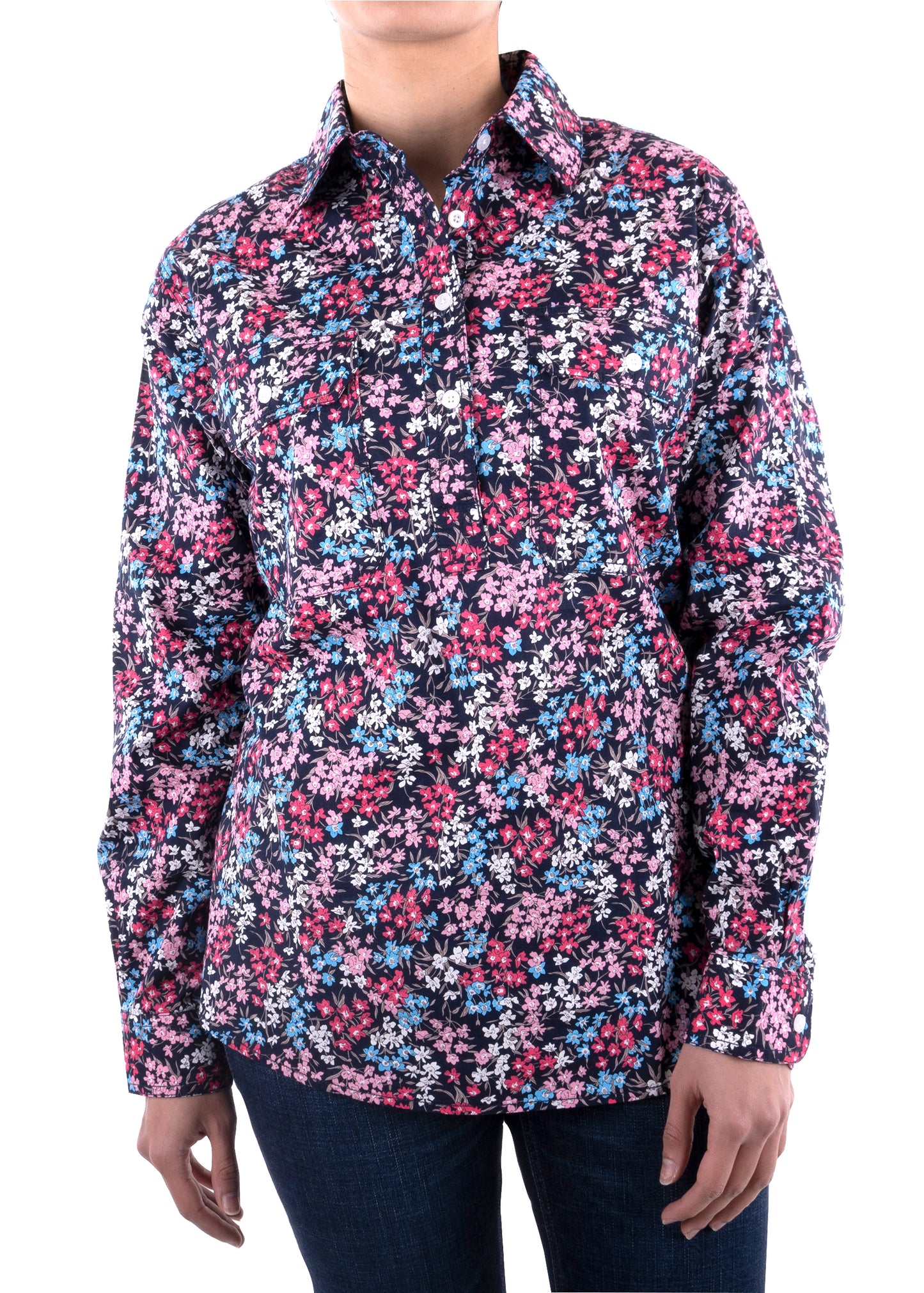 Hard Slog Ladies Half Plkt L/S Shirt - H3W2101168