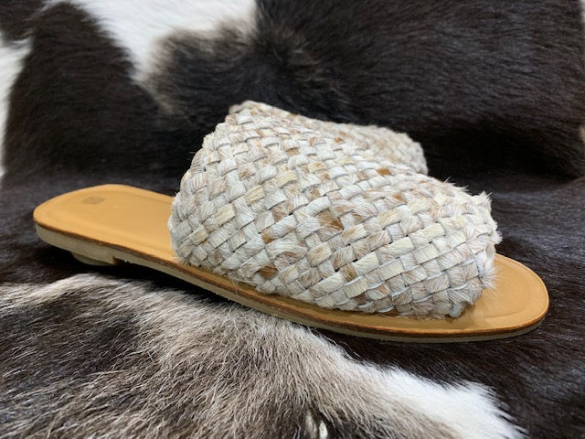 The Design Edge Woven Cowhide Hairon Slides - ON SALE