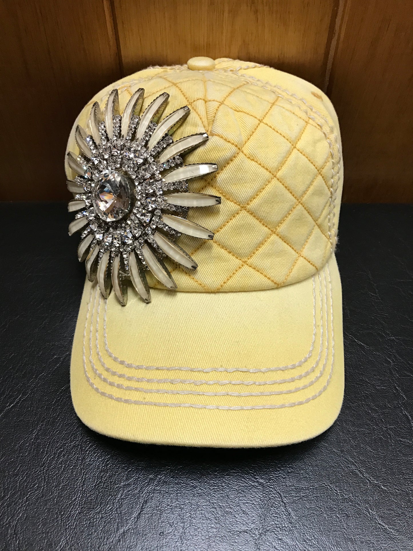 Olive & Pique Yellow Bling Flower Cap