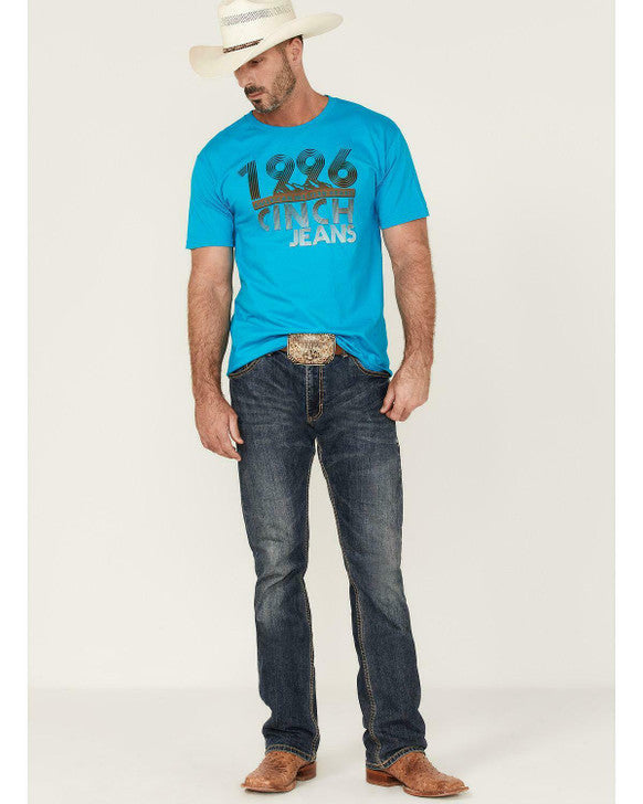 Cinch Mens Logo Graphic Blue Short Sleeve T Shirt - MTT1690480