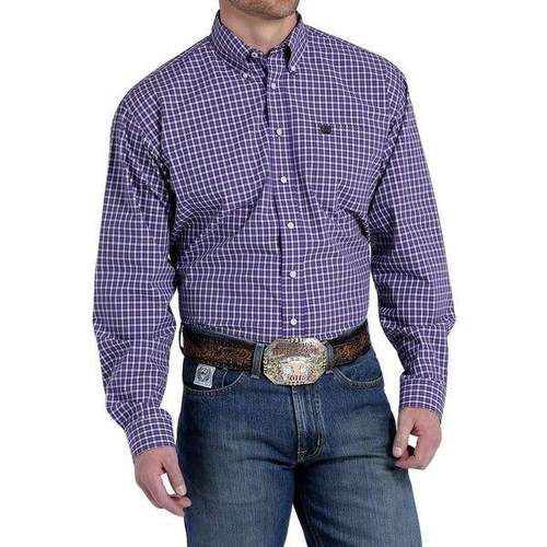 Cinch Mens Purple Plaid L/S Shirt - MTW1104572