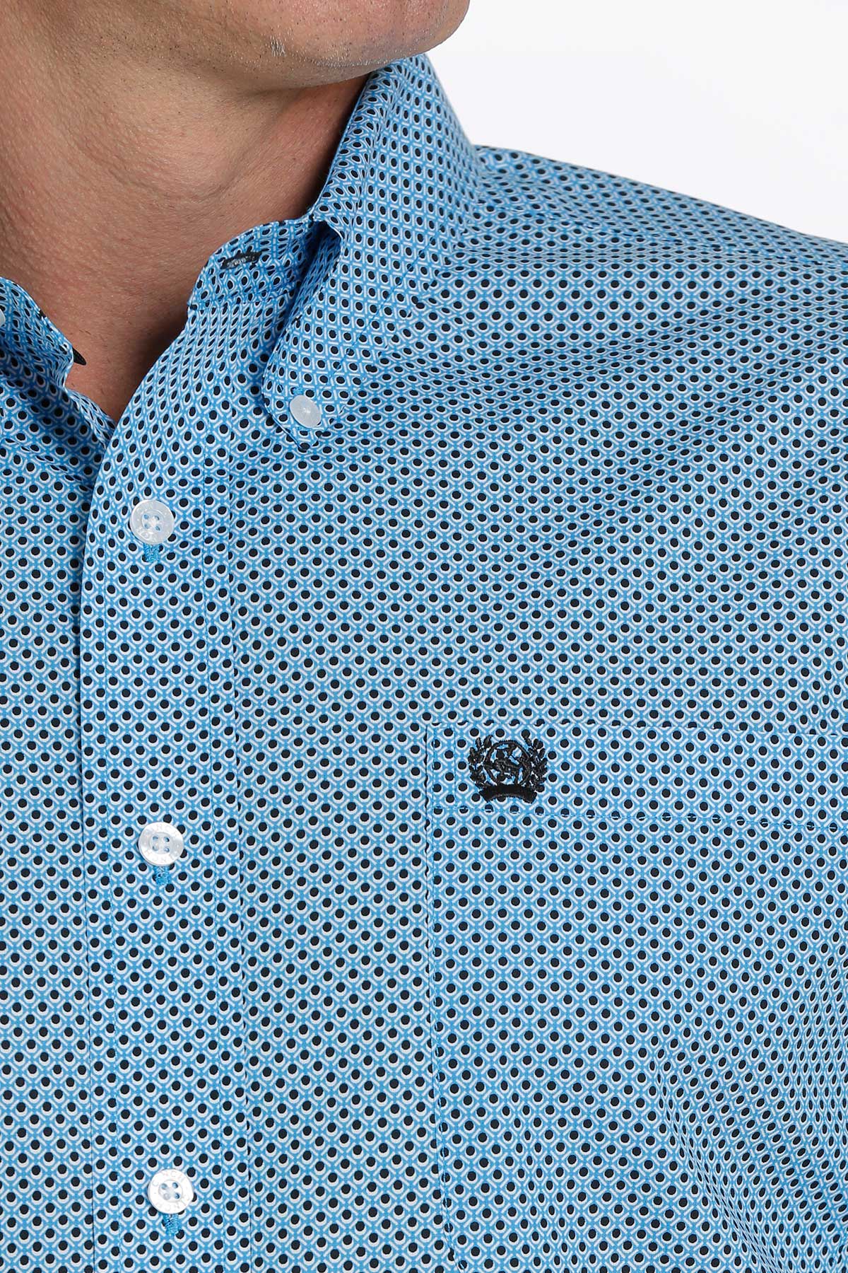 Cinch Mens Blue Print L/S Shirt - MTW1105252