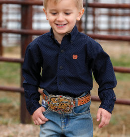 Cinch Boys Navy, Black and Orange L/S Shirt