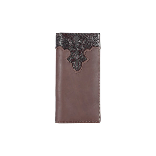Montana West Mens Genuine Tooled Leather Collection Wallet - Coffee - MWLW010CF