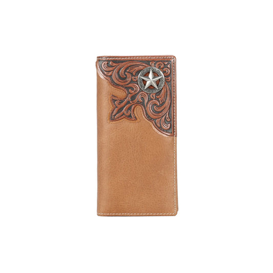 Montana West Mens Genuine Tooled Leather Collection Wallet - Brown - MWLW031BR