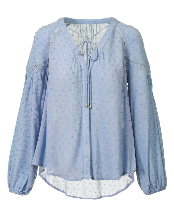 Outback Ladies Coconut Flocked Spot Top- Chambray