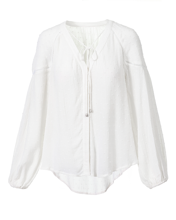 Outback Ladies Coconut Flocked Spot Top- White - On Sale