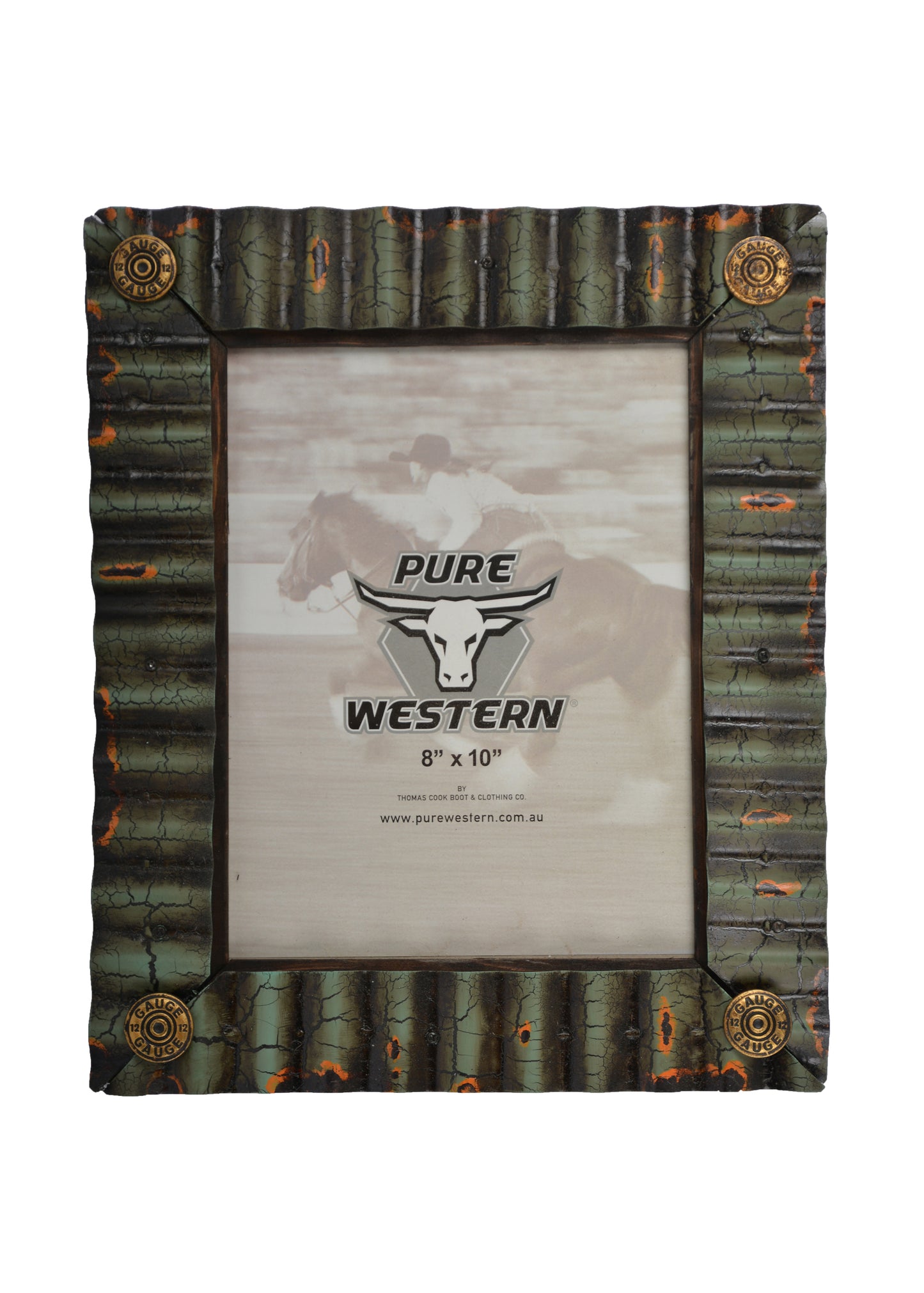 Pure Western Shotgun Shell Corrugated Iron  Picture Frame 8 x 10"