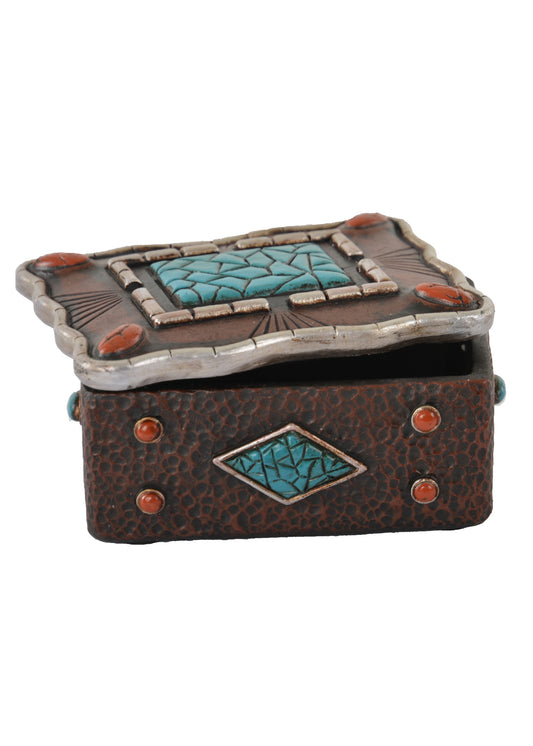 Pure Western Turquoise Mosaic Jewellery Box - P1S1944GFT