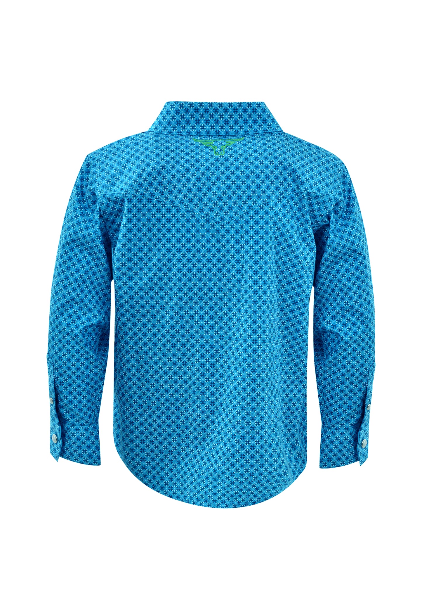 Pure Western Boys Devon Print L/S Shirt - Bright Blue