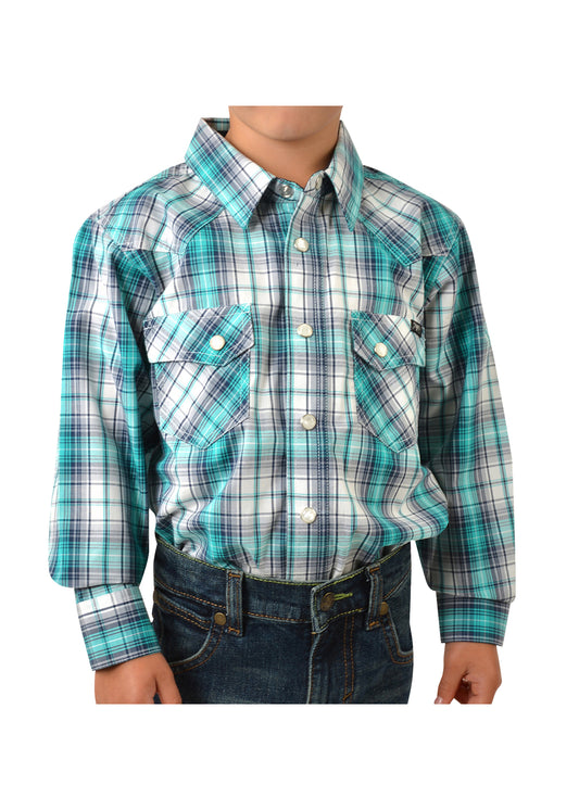 Pure Western Boys David Check Western L/S Shirt - P2S3100580 - ON SALE
