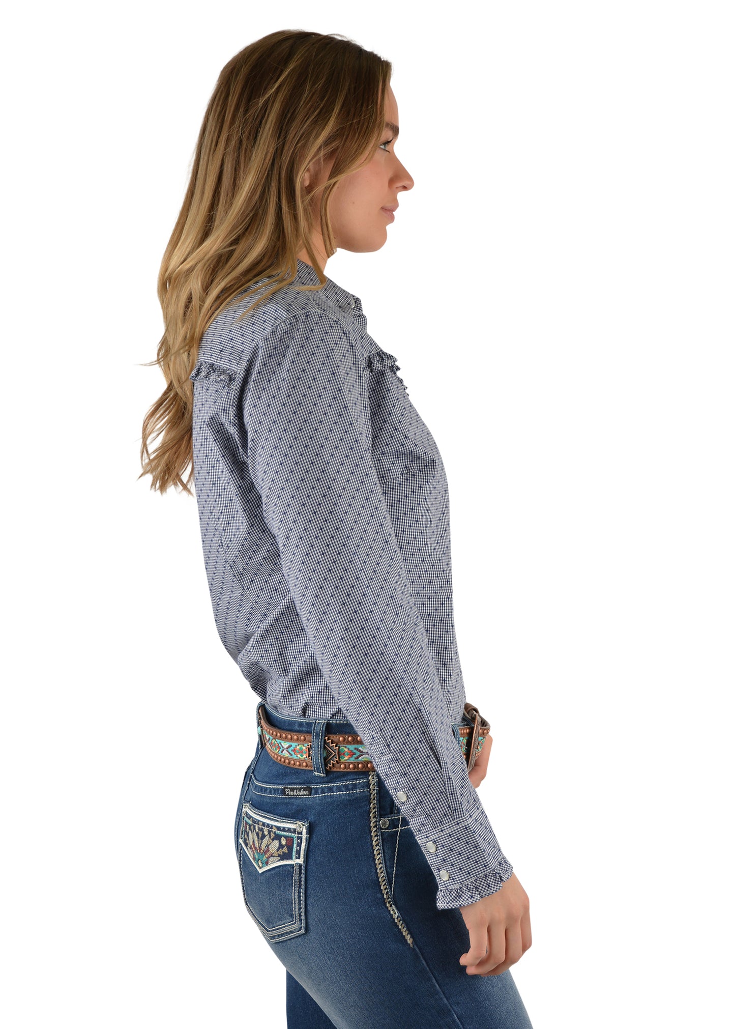 Pure Western Ladies Britt Frill L/S Shirt- P2W2132555 - On Sale