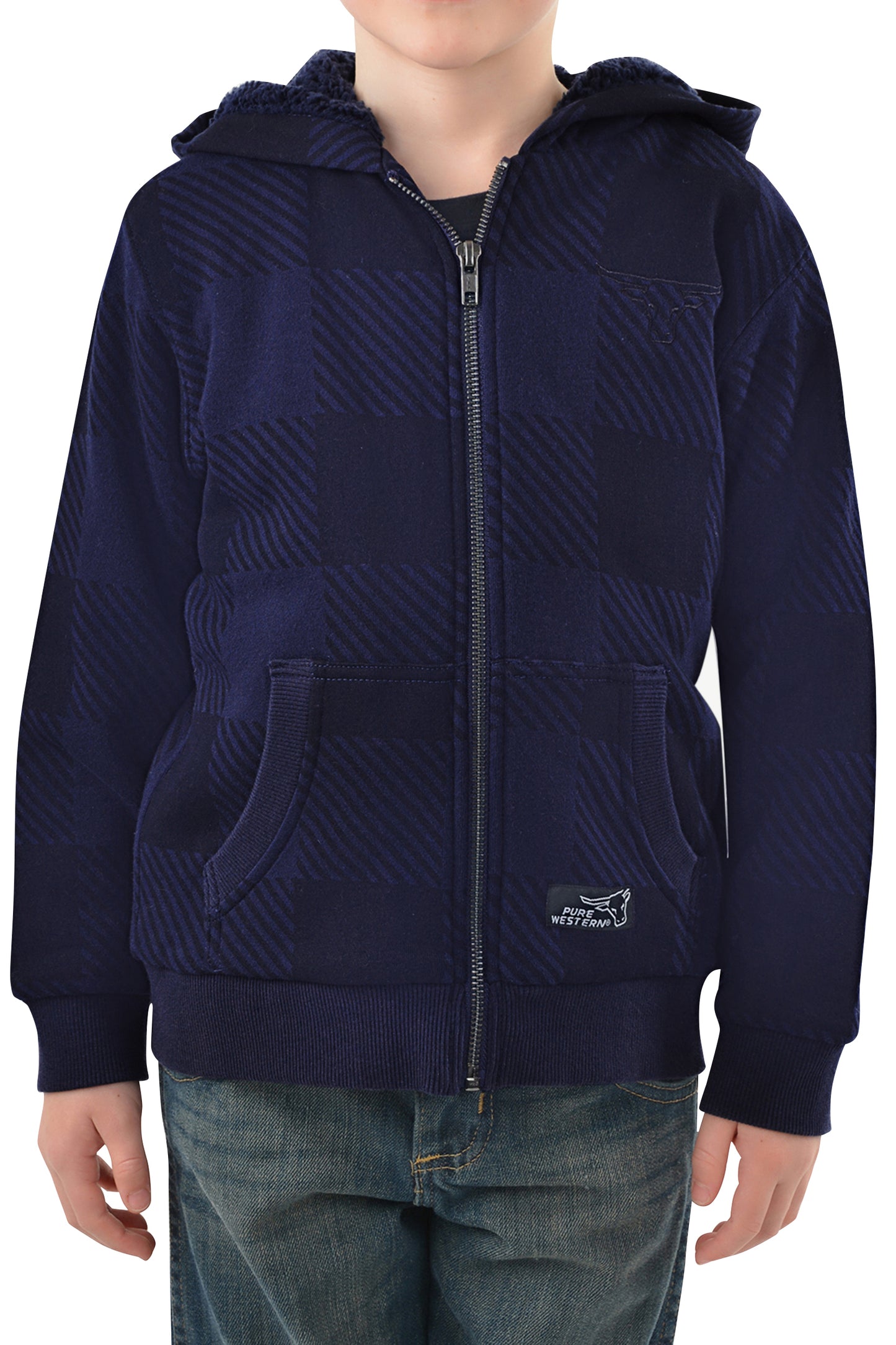Pure Western Boys Tonkin Zip Through Hoodie - Navy  - On Sale
