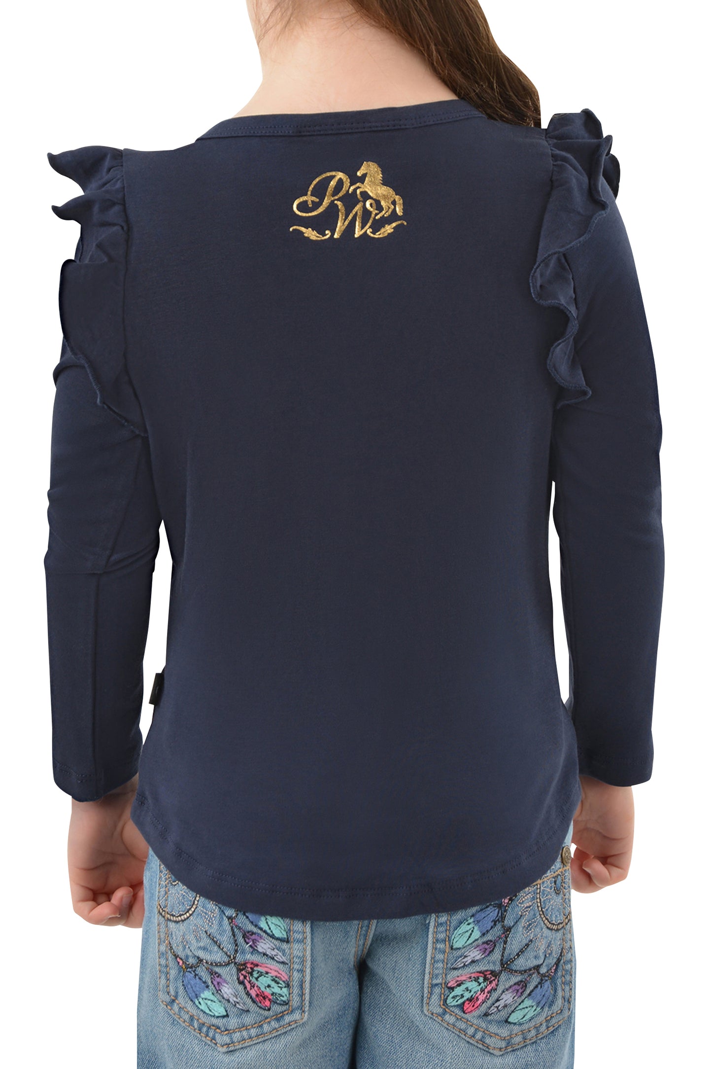 Pure Western Girls Jane Frill L/S Tee - Navy - P3W5526737