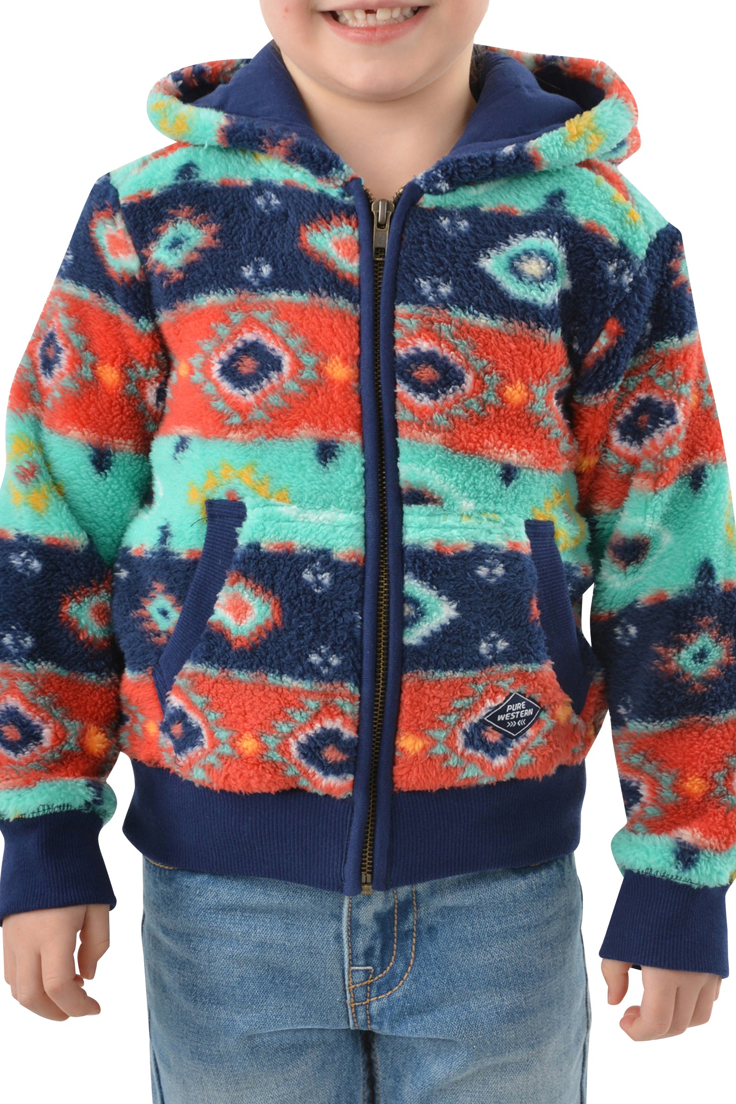 Pure Western Girls Cailin Zip Up Hoodie - Navy/Multi - On Sale